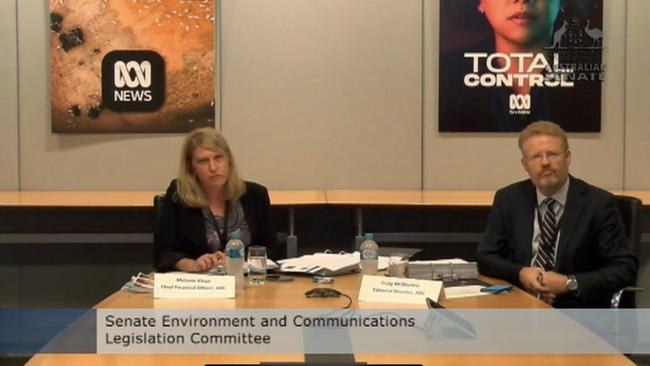 ABC chief financial officer Melanie Kleyn and editorial director Craig McMurtie at Senate Estimates in 2022.