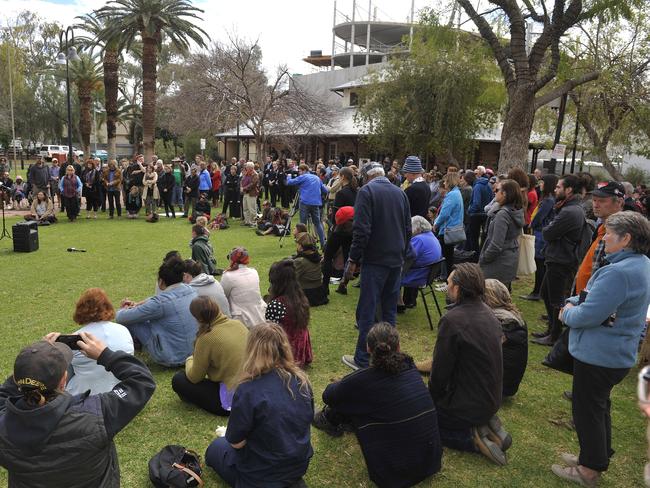 People rally in protest against Dylan Voller’s treatment in Alice Springs.