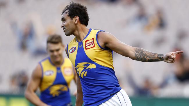 After a goalless first quarter for both sides, Brandon Ah Chee broke the drought with the first of his four goals. (Photo by Dylan Burns/AFL Photos via Getty Images)