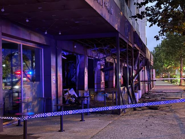 The burnt-out shell of the cafe in Caroline Springs. Picture: Supplied