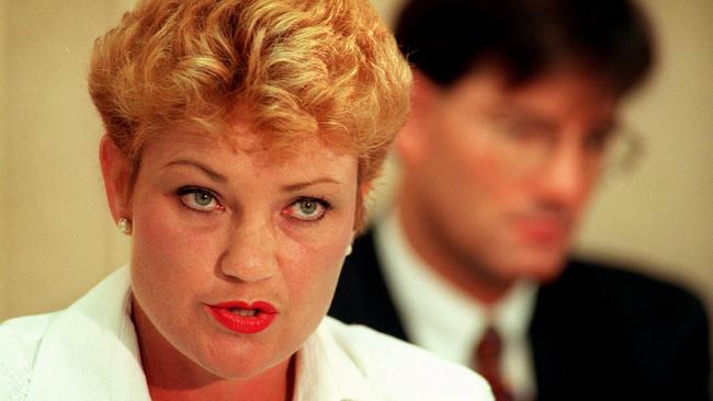 Pauline will be ecstatic about her re-election, but she’ll also still be angry, and she has a right to be angry. (Pictured in 1998, with David Oldfield in the background)