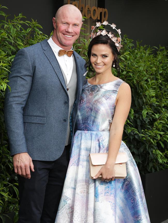 Barry Hall and Lauren Brant at the 2016 Melbourne Cup. Picture: Christian Gilles