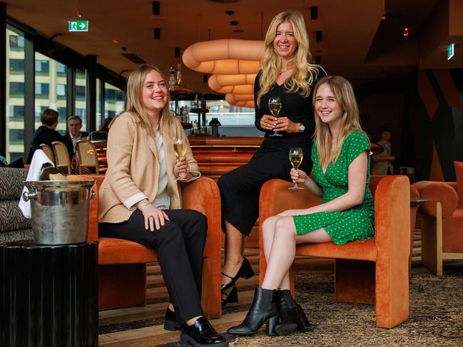 Sophia Shannon, Jennifer Sacks and Maddy Forbes at Shell House roof bar. Picture: Justin Lloyd.