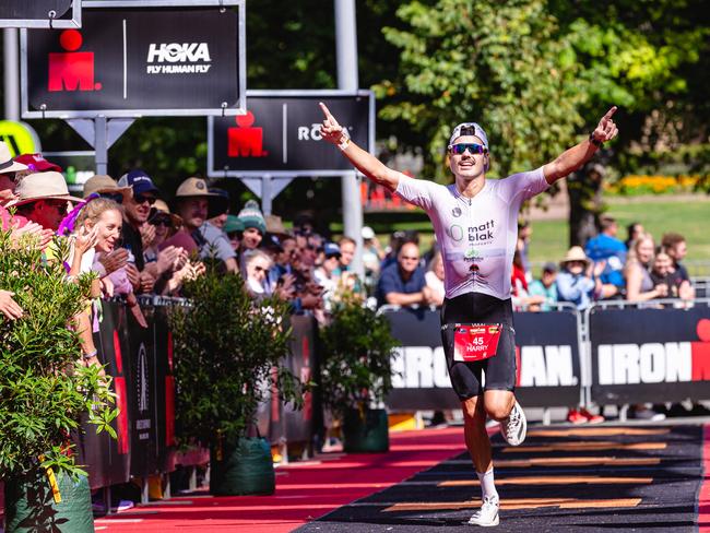 Harry Wiles in the Ironman 70.3 Tasmania in Hobart Picture: Linda Higginson