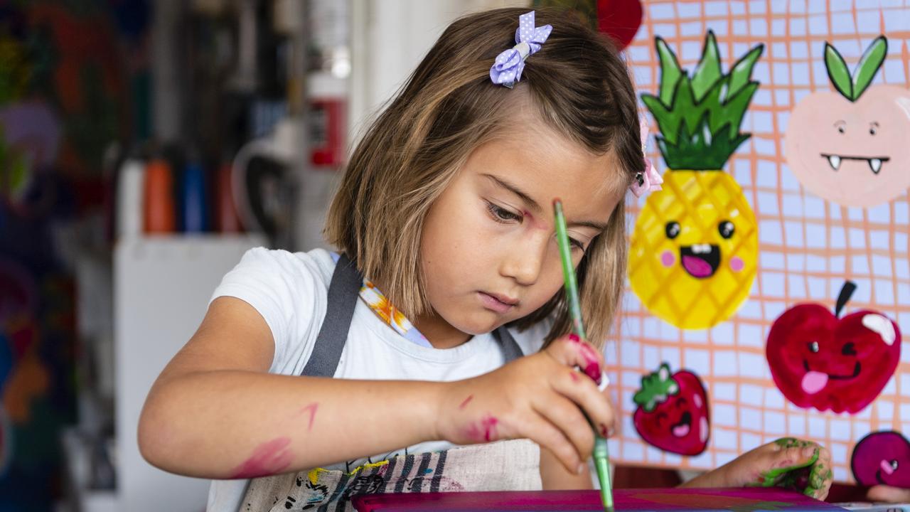 Skye Middleton-Kailola at holiday kids workshops at Tinker. Picture: Kevin Farmer