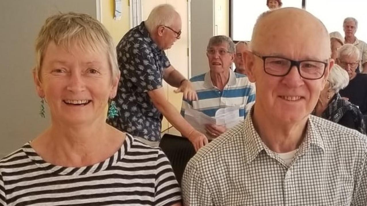 New Peregian Beach Community Association president Marian Kroon and former president Barry Cotterell.