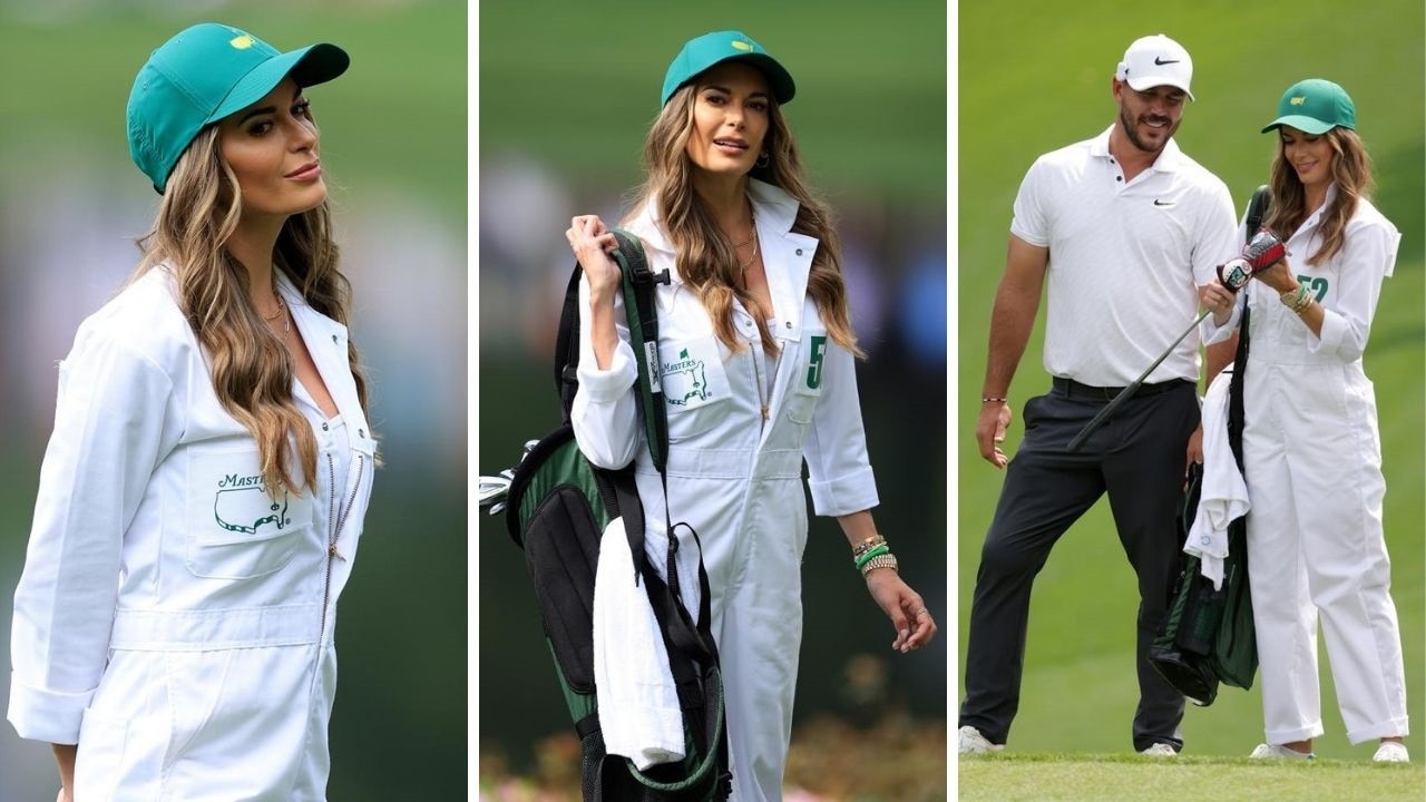Masters 2022: Jena Sims caddies for Brooks Koepka, wives at Augusta ...
