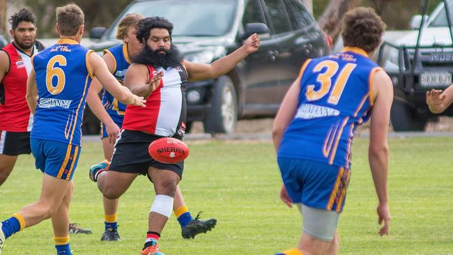 Eyre United forward Tim Malera snaps a goal. Picture: File