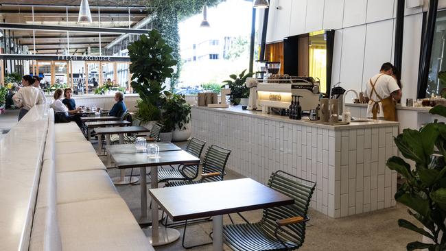The outside dining area and coffee stand at Emme. Picture: David Kelly