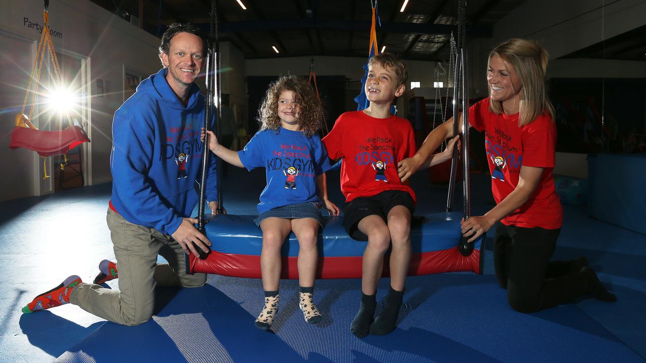 Owners Marcus Johnson with daughter Odette and Sally Johnson with son Digby. Picture: George Salpigtidis