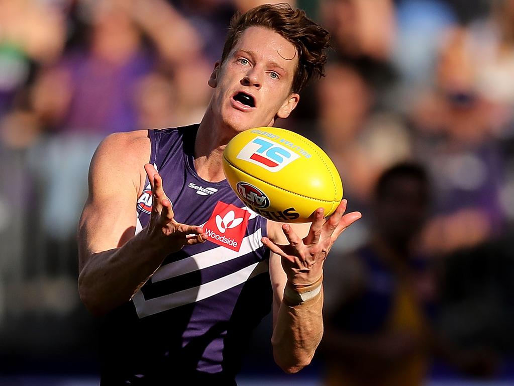 An innocuous bump with Matt Taberner (pictured) in the final round of 2022 was the beginning of the end for Sheppard. Picture: Will Russell/AFL Photos via Getty Images