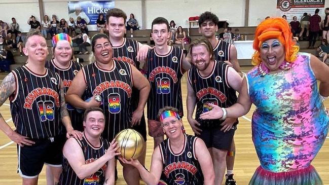 Members of the Bushrangers basketball club which has seven teams in Hobart now which Diana Kalkoul, third from top left, plays for.