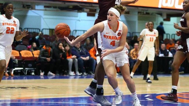 Tiana Mangakahia playing for Syracuse before being diagnosed with cancer.