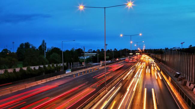 Police detected nine automatic loss of licence speeding offences in less than three hours on the Tullamarine Freeway. Picture: Hamish Blair