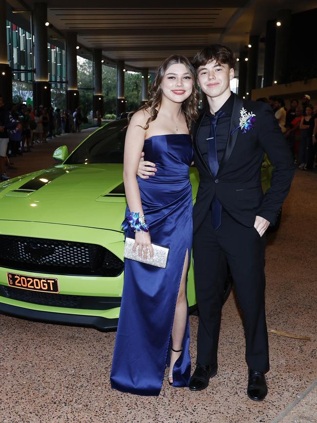 Isabella Webb and Matthew Cox arrive at the Trinity Bay High School formal evening, held at the Cairns Convention Centre. Picture: Brendan Radke