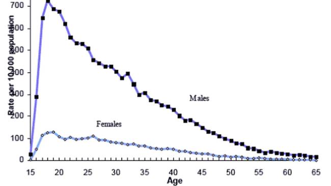 Crime related age scale from the National Drug Taskforce 2015.