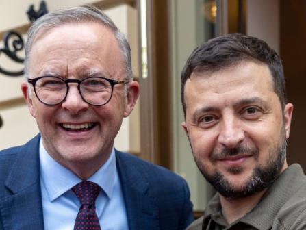 Australian Prime Minsiter Anthony Albanese meets with  Ukraine President Zelensky. Posted July 4, 2022. Picture: X @AlboMP