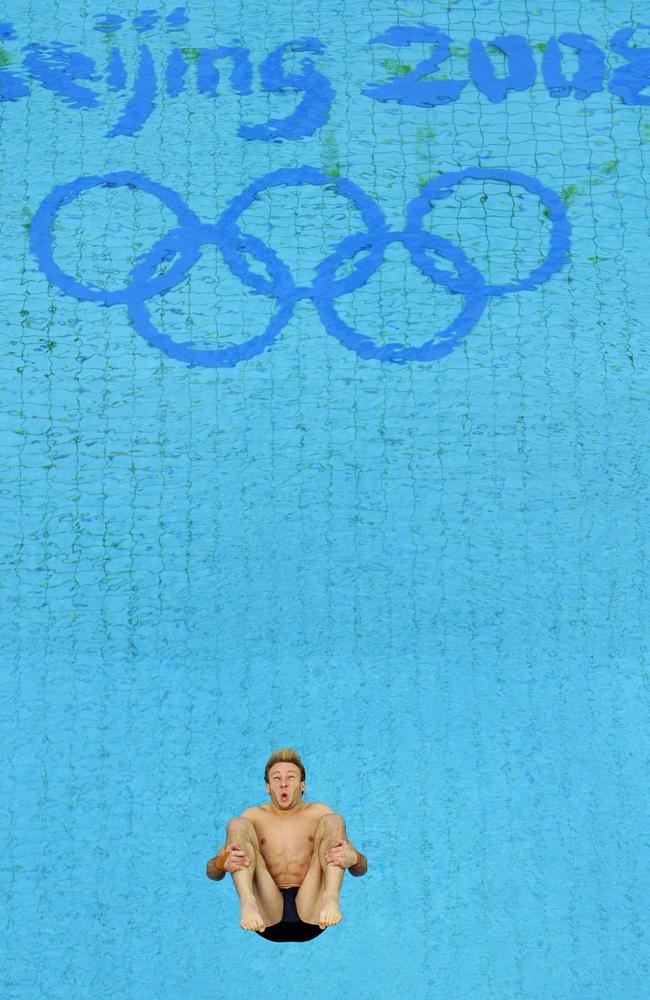 Matthew Mitcham dives during his gold medal performance in the Beijing 2008 Summer Olympics.