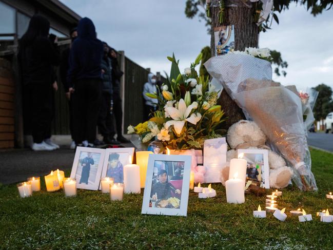 Flowers left during a vigil for Ethan Hoac. Picture: Mark Stewart