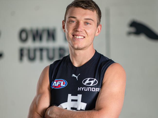 Carlton Football Club new jumper. Players: L-R current co-captain of the Carlton Football Club  Patrick Cripps.Picture: Jason Edwards