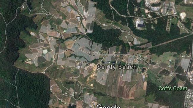 An aerial of Sandy Beach showing the extent of intensive farming around the school. Picture: Google Earth