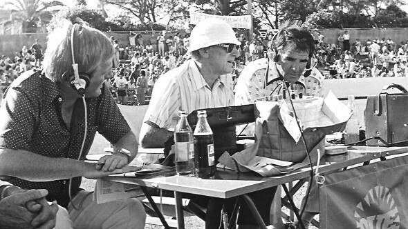 (L-R) Geoff Prenter, Col Pearce and Jack Gibson calling the footy. Picture: Supplied