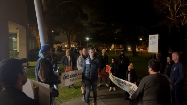 Techno Park Drive residents gather outside council demanding change