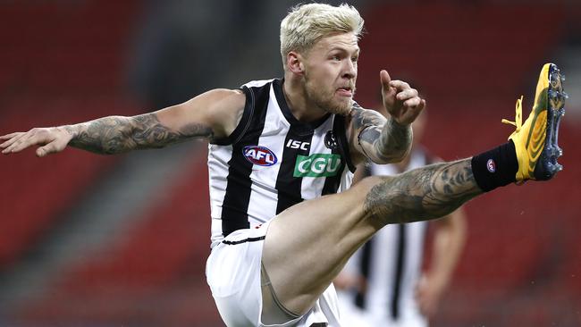 Jordan De Goey will miss Collingwood’s clash against Hawthorn.