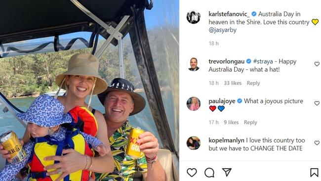 Stefanovic’s Australia Day Instagram post on Wednesday.