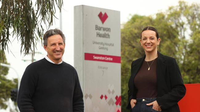 Barwon Health senior peer support worker Dr James McLure and PHD student Stephanie Bennetts have been involved in work trying to reduce use of restrictive practices in psych wards. Picture: Alison Wynd