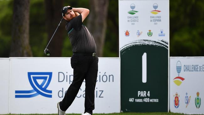 CADIZ, SPAIN - JUNE 16: Deyen Lawson of Australia tees off on the first hole during Day Two of the Challenge de Espana at Iberostar Real Club de Golf Novo Sancti Petri on June 16, 2021 in Cadiz, Spain. (Photo by Octavio Passos/Getty Images)