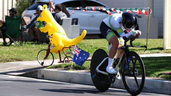 Grace Brown of Australia took silver in the women’s individual time trial at the 95th UCI Road World Championships 2022 in Wollongong. Picture: Con Chronis/Getty Images