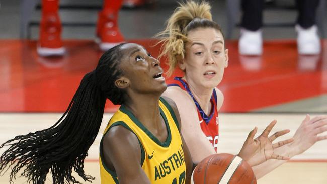 The Australian Opals could be forced to play their opening World Cup game against France without stars Ezi Magbegor and Steph Talbot due to WNBA playoff commitments. Photo: Ethan Miller/Getty Images.