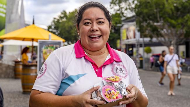 Fluffy Crunch’s co-owner Paola Karamallis with their specialty dessert. Picture: Jenifer Jagielski