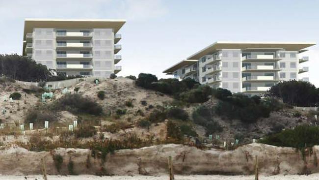 An artist’s impression of how the retirement apartments will appear from the North Brighton beach.