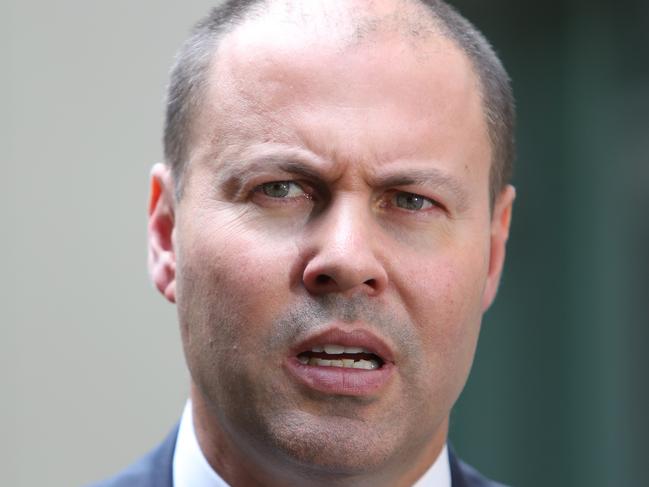 Treasurer Josh Frydenberg holding a press conference at Parliament House in Canberra. Picture Kym Smith