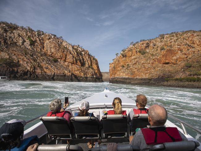 Aerial shot of the world's only Horizontal Falls, Talbot Bay. Credit Tourism Western Australia