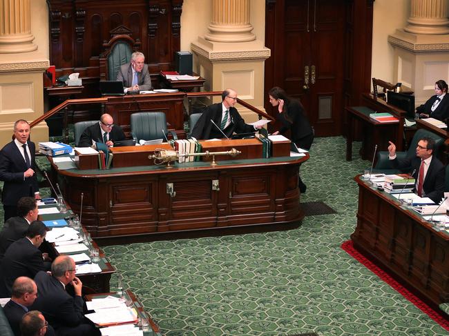 22/06/16 - Question time at Parliament was dominated by unruly scenes as members were ejected and the Speaker Michael Atkinson left the chamber midway through as Liberal leader Stephen Marshall, fired questions at the Premier, over his handling of child protection. Picture Dean Martin