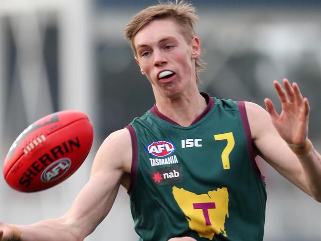 NAB League, Tasmanian Devils Matt McGuinness during the game against the Murray Bushrangers at UTAS Stadium. PICTURE CHRIS KIDD