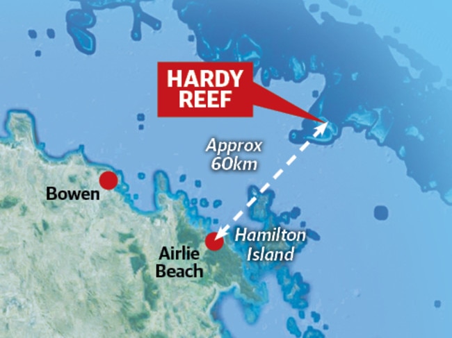 The site of the helicopter crash at Hardy Reef.