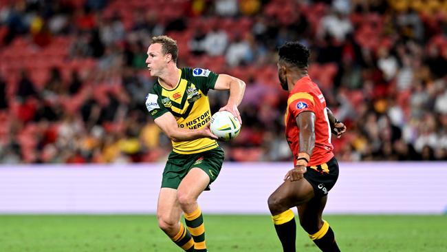 Meninga has gone with Daly Cherry-Evans against Fiji and admits it's a genuine battle for the No.7 jersey in finals. Picture: Getty Images.