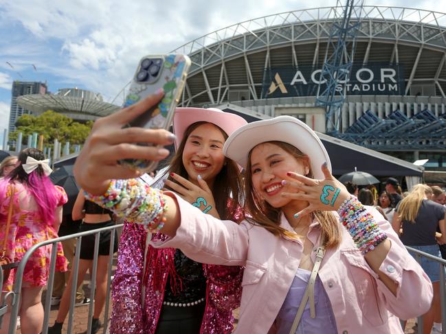 Taylor Swift fans, also known as "Swifties", gather outside Accor Stadium for Taylor Swift's first Sydney concert on February 23, 2024.