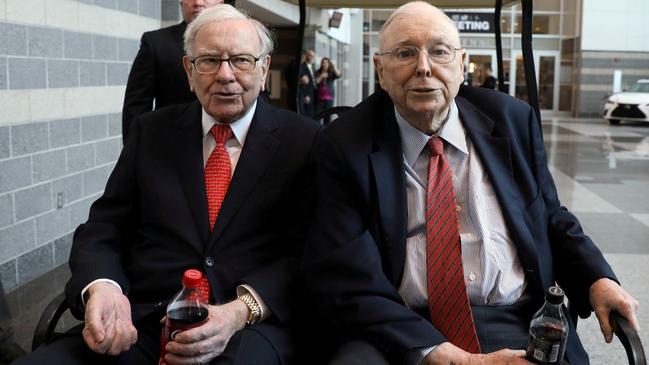 Berkshire Hathaway Chairman Warren Buffett, left, and Vice Chairman Charlie Munger. Picture: Scott Morgan/ Reuters.