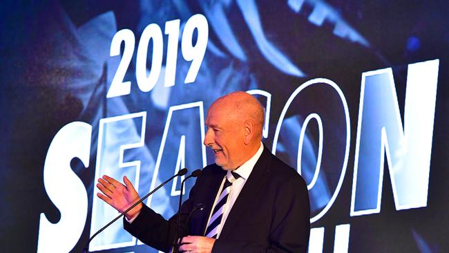 Geelong President Colin Carter talks at the 2019 Season Launch. Picture: Stephen Harman