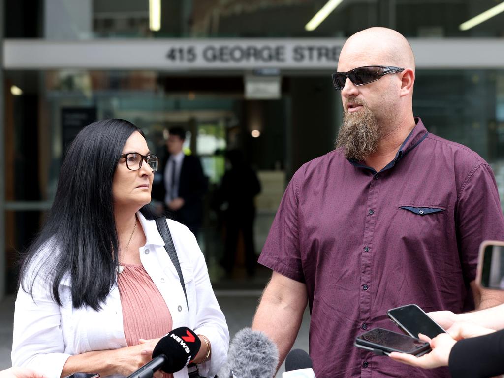 Angus Beaumont’s parents Michelle Liddle and Ben Beaumont outside court last week. Picture: Steve Pohlner