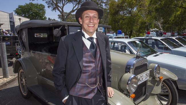 Michael Neale at the finish with his 1923 Willys Overland. Picture: Brett Hartwig