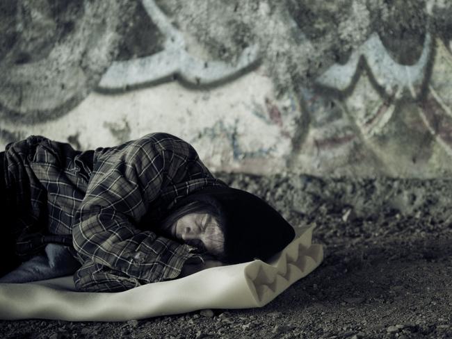 Homeless Young Man Sleeping