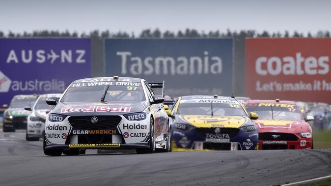 Holdens, Fords and Mustangs will continue to race around Symmons Plains until at least 2023. Picture: CHRIS KIDD