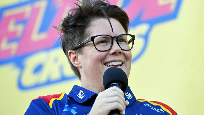 Adelaide Crows AFLW coach Bec Goddard at the season launch at West Lakes.