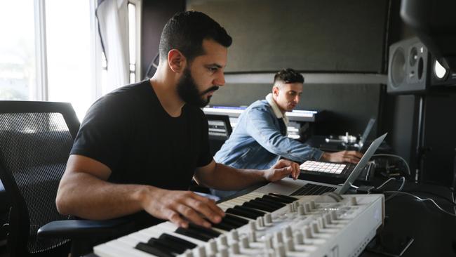 FNZ’s Isaac De Boni and Michael Mule in their Los Angeles studio. Picture: Danny Moloshok